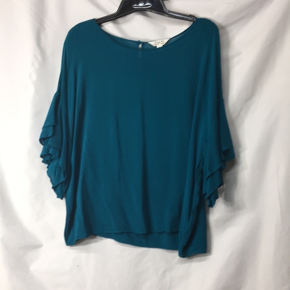Krazy Kat Women’s Turquoise Short Sleeve Flutter Top Size XL Like-NEW Condition